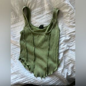 green corset style tank top